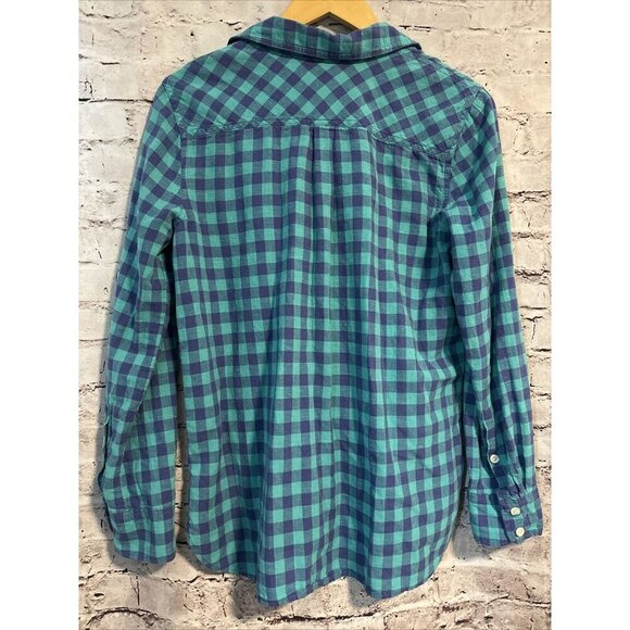 J. Crew Popover Blue Aqua Collared Women’s Shirt Cotton Size‎ 4 Button Up - Picture 3 of 3